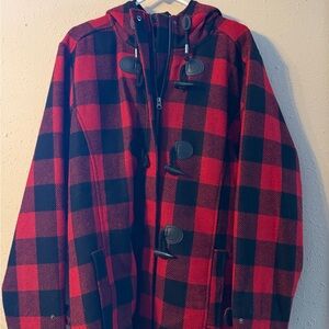 Legendary Whitetails | Black & Red Checkered Wool Coat | Size XXL